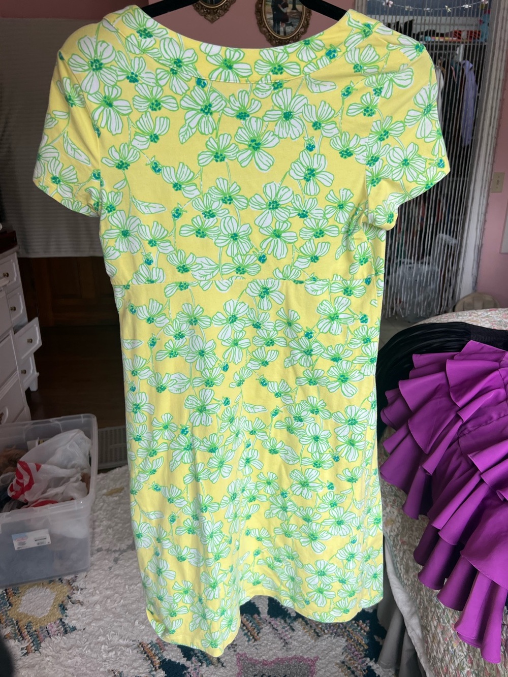 Lilly Pulitzer Yellow Floral Scoop-Neck Mini Dress - Picture 3 of 5